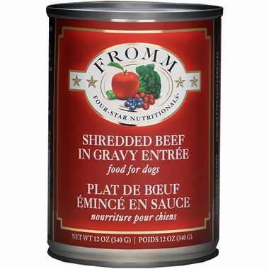 Fromm Four-Star Grain-Free Shredded Beef Entree Canned Dog Food 12x13oz