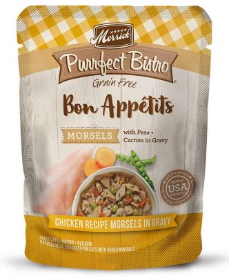 Merrick Purrfect Bistro Bon Appetits Grain-Free Chicken Morsels Cat Food Pouches - 24x3oz
