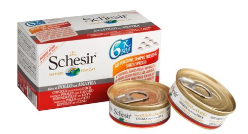 Schesir Chicken With Duck Canned Cat Food 6 x 50g