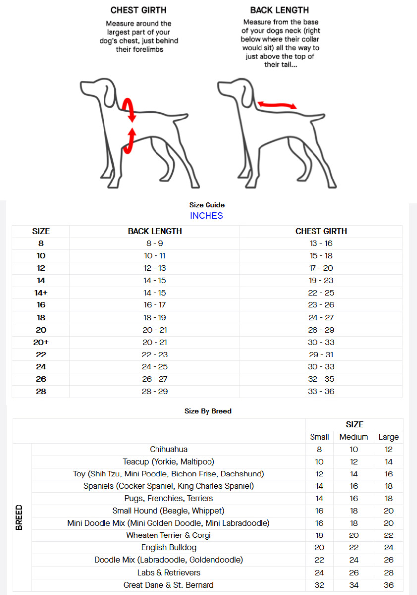 canada pooch size chart